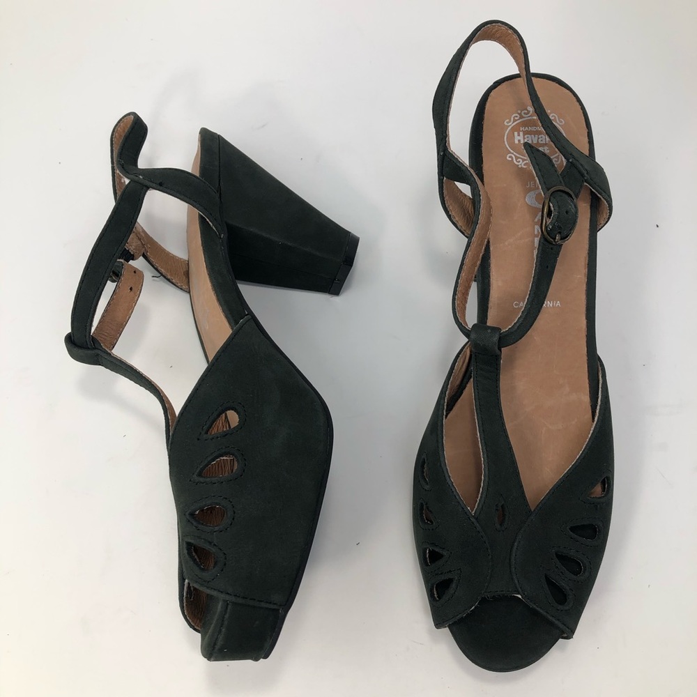 Jeffrey Campbell Suede Olive Green T-Strap Sandal - Picture 7 of 8